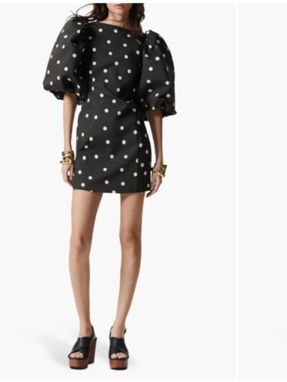 & Other Stories Polka Dot Dress Puff Sleeve Backless Dress